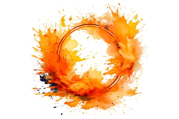 Soyut renkli gökkuşağı renk çizimi ve Suluboya Çember Çerçeve seti şeffaf bir arkaplanda izole edildi