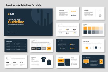 Design brand guidelines template or logo brand identity guide presentation layout clipart