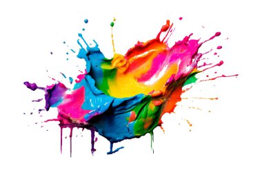 Suluboya gökkuşağı boyası fırça darbesi ve Renkli Mürekkep boyası sıçrama tozu festivali patlaması soyut arkaplan