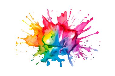 Suluboya gökkuşağı boyası fırça darbesi ve Renkli Mürekkep boyası sıçrama tozu festivali patlaması soyut arkaplan