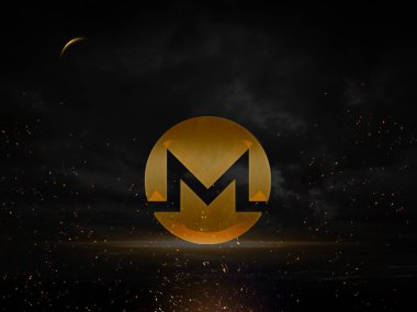Monero XMR Kripto para birimi teknolojisi arka plan illüstrasyonu, ademi merkeziyetçilikten arındırılmış blok yatırım finansmanı.