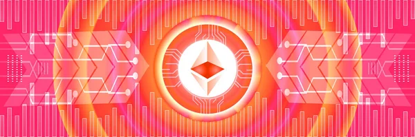 Ethereum Eth Networking Technology Crypto Currency Concept Οριζόντια Απεικόνιση Banner — Φωτογραφία Αρχείου