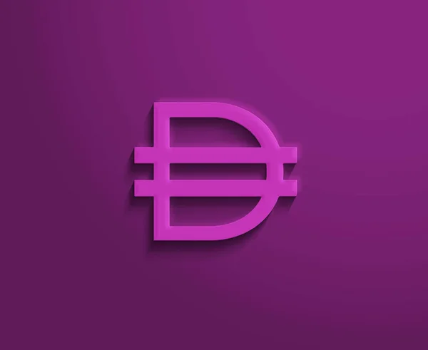 在紫色背景图横幅上隔离的Dai密码货币标识 — 图库照片