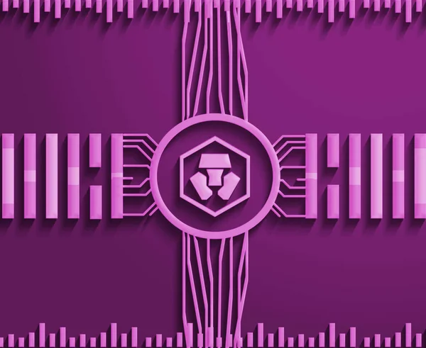Логотип Cronos Cro Cryptocurrency Изолирован Фиолетовом Фоне Иллюстрационного Баннера — стоковое фото