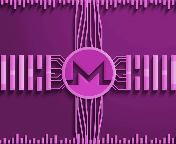 Monero Xmr Cryptocurrency 로고를 보라색 깃발에 — 스톡 사진