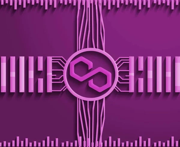 Логотип Polygon Matic Cryptocurrency3D Выделен Фиолетовом Фоне — стоковое фото