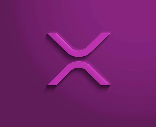 Xrp Criptomoneda L3D Ogo Aislado Banner Ilustración Fondo Púrpura —  Fotos de Stock