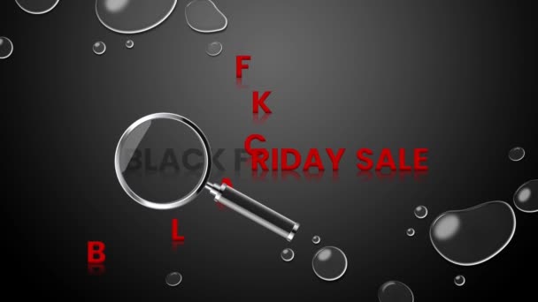 Black Friday Sale Animation Animated Design Black Background Water Drops — Stockvideo
