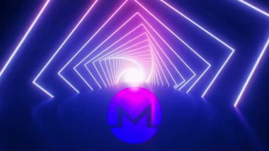 Monero XMR Cryptocurrency coin on animated motion background, Decentralized finance blockchain 4k animation