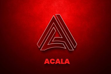 Acala Token ACN Cryptocurrency coin and symbol on brown background, Decentralized blockchain finance illustration.