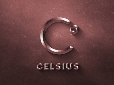 Celsius Cryptocurrency coin and symbol on brown background, Decentralized blockchain finance illustration.