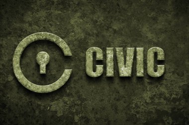 Civic CVC Cryptocurrency coin and symbol on mud color background, Decentralized blockchain finance illustration.