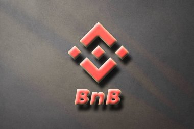 Binance coin BNB Cryptocurrency 3D coin logo and symbol banner background.