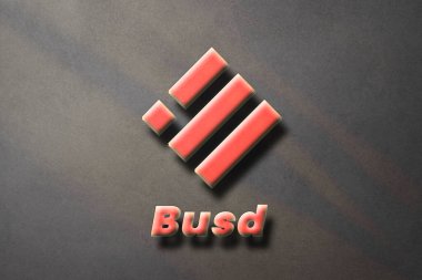 Binance USD BUSD Cryptocurrency 3D coin logo and symbol banner background.