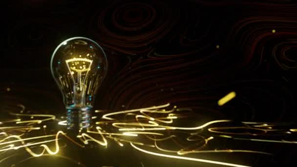 Varumärke Kreativt Koncept Med Glödlampa Och Animerade Glödtrådar Animation — Stockvideo