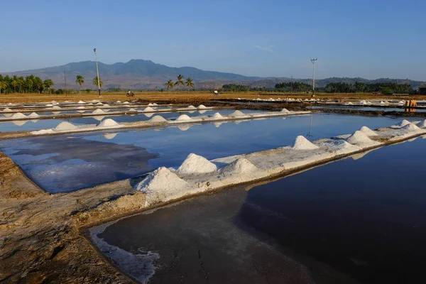 Proceso Cristalización Del Agua Mar Sal Manera Tradicional Indonesia —  Fotos de Stock