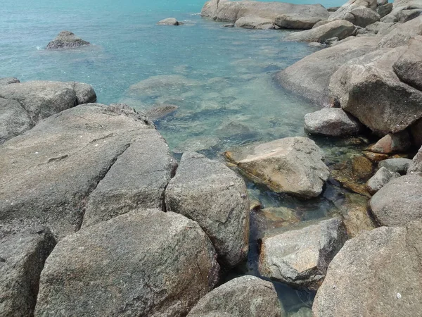 Granite Stones Clear Sea Water Turun Aban Beach Bangka Island — Photo