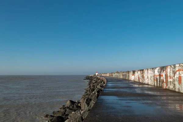 stock image Dike on the beach of the Digue in Boucau in the Basque Country in France