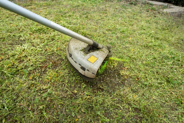 Brushcutter Machine Cutting Grass Grass — Stock Photo, Image