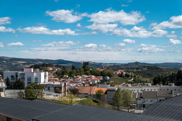 Vista Panorámica Parte Ciudad Braganca Portugal Con Pueblo Amurallado Castillo — Foto de Stock
