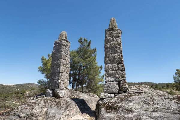 Granitic pillars where outlaws were hanged in Feixiel, Vila Flor, Portugal