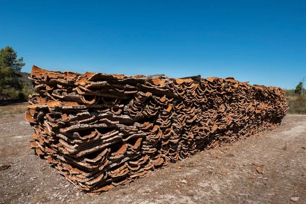 stock image Cork piled up in the form of a pile for industrial use in Portugal