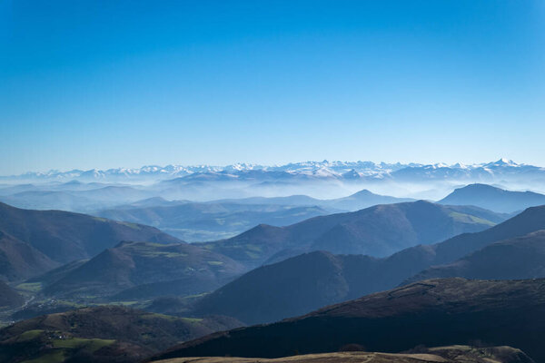 Panoramic view from the Artzamendi mountain in the French Basque Country