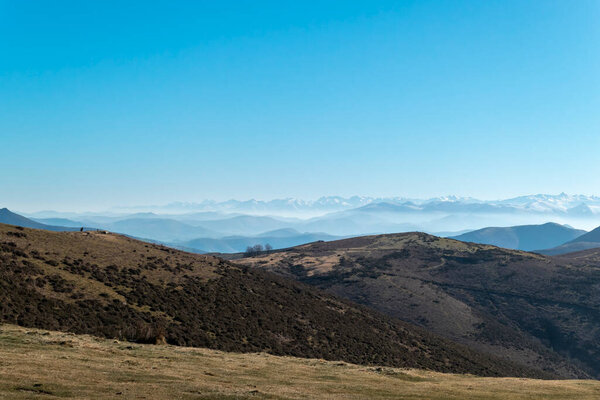 Panoramic view from the Artzamendi mountain in the French Basque Country