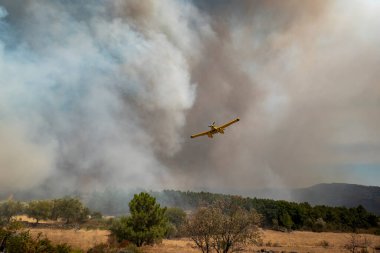 Ateş uçakları dumanların arasında ateşle savaşıyor