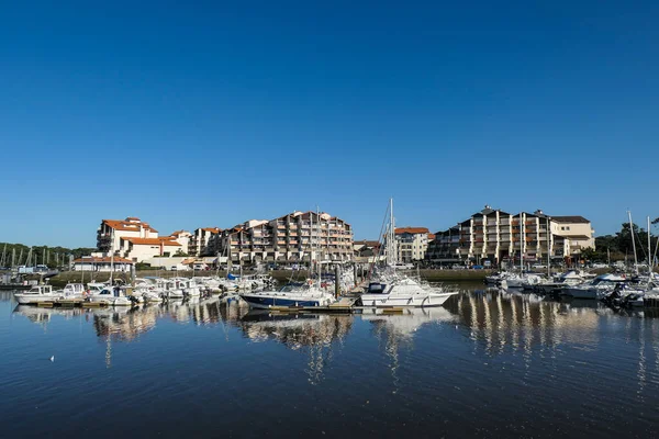 stock image View over the harbor and part of the city of Capbreton in France