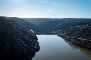 Between hills and mountains the Douro river and the hydroelectric dam of Miranda do Douro in Tras os Montes