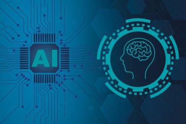 Illustration about artificial intelligence concept on a blue background