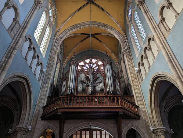 Interior Órgano Tubos Iglesia Saint Andr Bayona País Vasco Francia — Foto de Stock