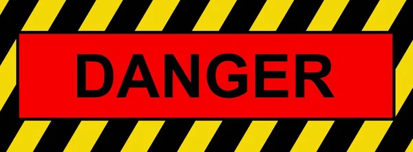 Illustration of a warning sign with black and yellow stripes and the word Danger on a red background