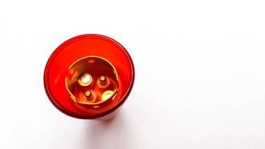 Light bulb socket, cartridge or holder isolated on white background close-up, Copy space