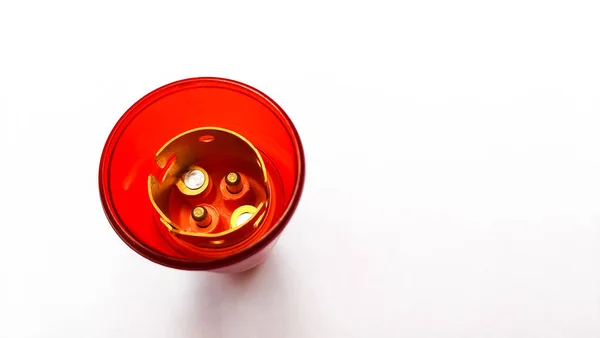 Light bulb socket, cartridge or holder isolated on white background close-up, Copy space