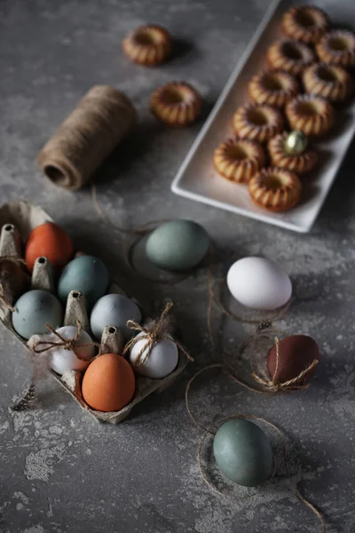 Easter Eggs Easter Cupcakes Easter Eggs Dyed Turmeric Matches - Stok İmaj