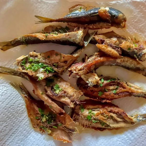 Типичное Блюдо Южной Испании Жареные Сардины — стоковое фото
