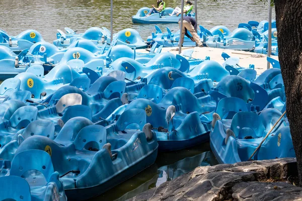 Mexico City Mexico March 2023 Blue Padal Boats Chapultepec Lak — Stock Photo, Image