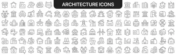 Collezione Icone Architettura Nero Icone Grande Set Design Icone Lineari — Foto Stock