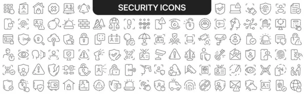 Colección Iconos Seguridad Negro Iconos Gran Conjunto Para Diseño Iconos —  Fotos de Stock