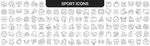 Sport Ikonok Gyűjtemény Fekete Ikonok Nagy Készlet Design Vektoros Lineáris — Stock Fotó
