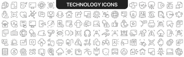 Technology icons collection in black. Icons big set for design. Vector linear icons