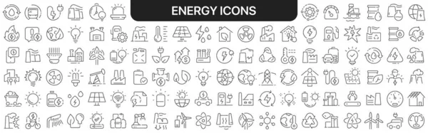 Sbírka Energetických Ikon Černé Barvě Ikony Velká Sada Pro Design — Stock fotografie