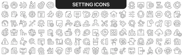 Setting icons collection in black. Icons big set for design. Vector linear icons