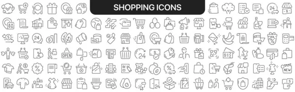 Shopping Iconen Collectie Het Zwart Pictogrammen Groot Voor Ontwerp Vector — Stockfoto