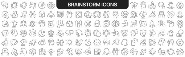 Brainstorm icons collection in black. Icons big set for design. Vector linear icons