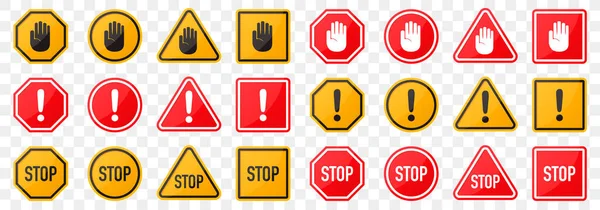 Stop Sign Collection Set Hazard Warning Attention Sign Vector Illustration — Stock Photo, Image