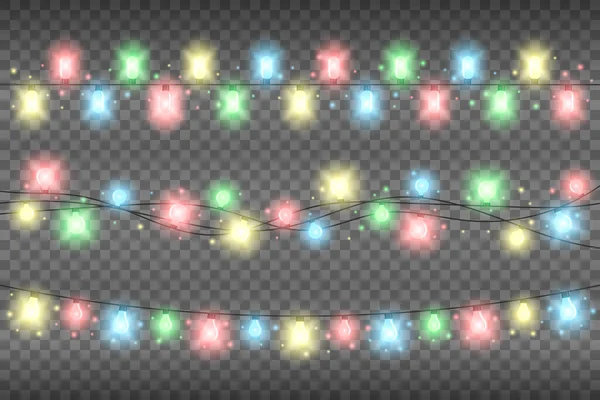 Garlands light ribbon for festive, holiday on a transparent background
