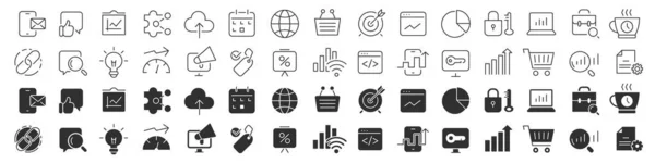 Seo Marketing Line Excellent Icons Collection Two Different Styles Thin — Stock Photo, Image